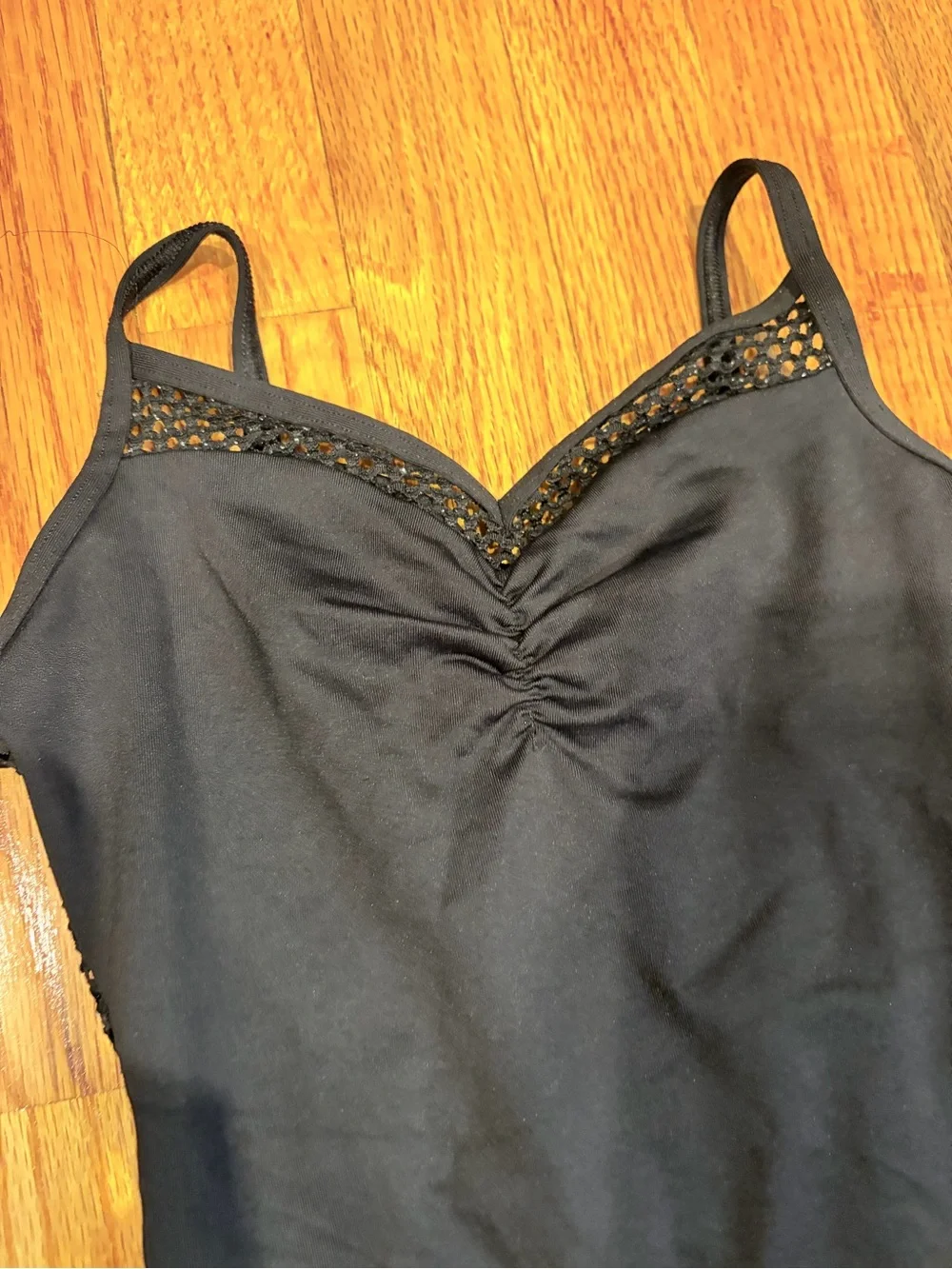 Black Girls' Sleeveless One-Piece Bodysuit with Lace Trim